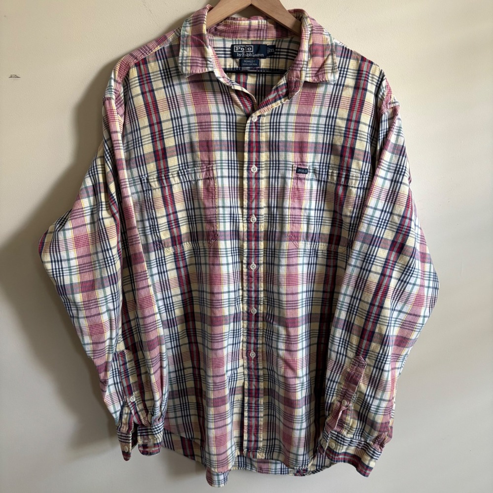 Polo Ralph Lauren Rowley Plaid Button Down Shirt Mens XL Multicolor Cotton L/S